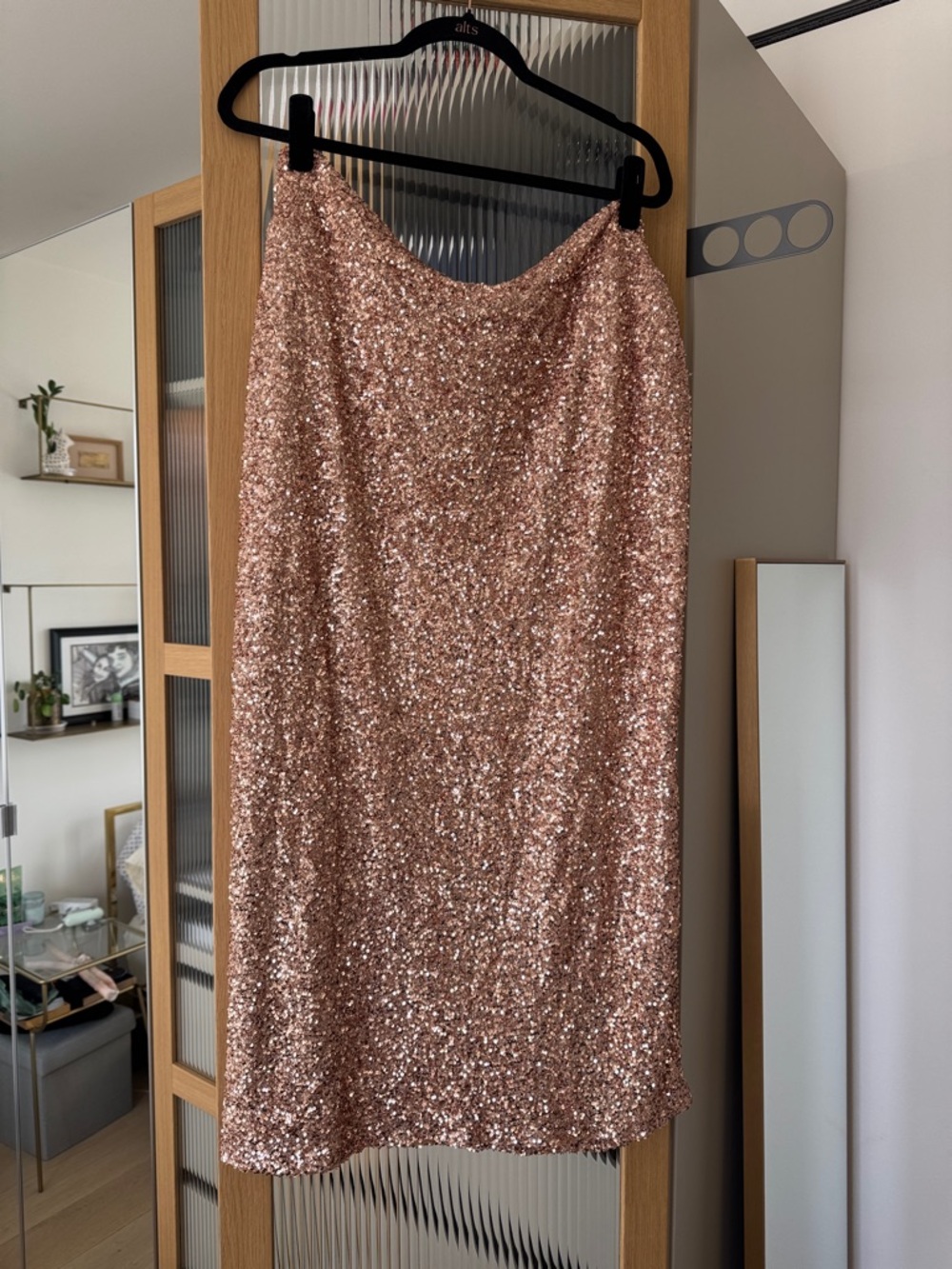 Never Fully Dressed Rose Gold Sequin Midi Wrap Jasper Skirt